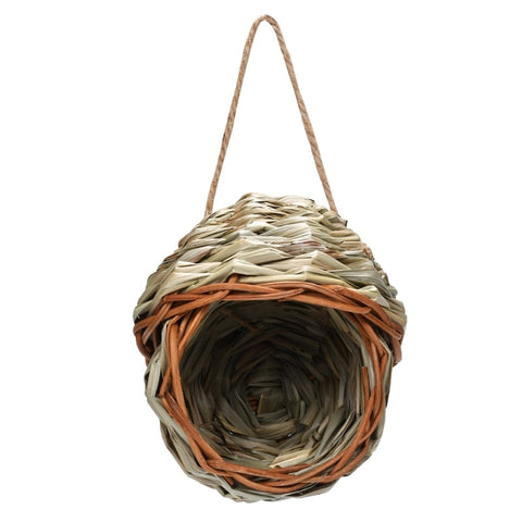Hand-Woven Bird House Natural Grass Bird Nest Shelter Hut Small Bird Hideaway Outside Sparrows Hanging Parrot Nest Houses Pet B BATACHARLY