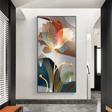 Abstract Flower Pictures Canvas Painting Luxury Golden Lines Modern Posters and Prints Gallery Living Room Home Decor Pictures
