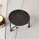 Gift Home Decoration Wedding Ornament Black Gold Candle Holder Wrought Iron Craft Candelabra Round Plate Candlestick