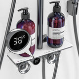 ELLEN Thermostatic Shower Faucets Sets Digital Display Rainfall Shower Systems with Spray Thermostat Tap with Shelf EL9410