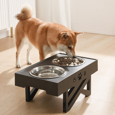 HOOPET Dog Double Bowls with Stand Adjustable Height Pet Feeding Dish Bowl Medium Big Dog Elevated Food Water Feeder Lift Table