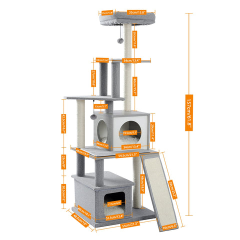 Domestic Delivery Wooden Modern Cat Tower Cat&#39;s Activity Cat Furniture with Removable and Washable Mats for Kitten Large Cats