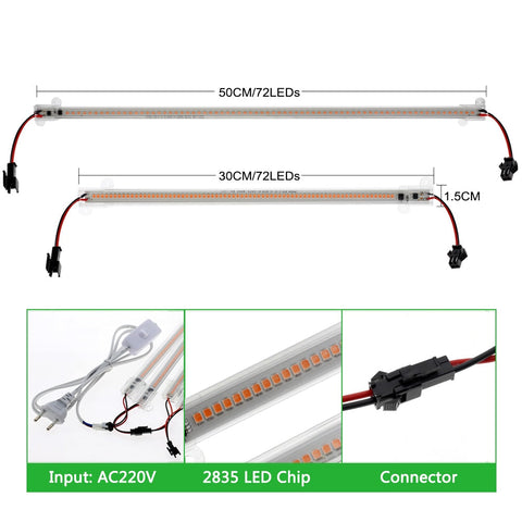 LED Grow Light 220V Full Spectrum LED Bar Lamp for Plants High Luminous Efficiency 8W 50/30cm for Grow Tent Greenhouses Flowers BATACHARLY