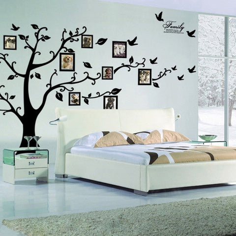 Large 250*180cm/99*71in Black 3D DIY Photo Tree PVC Wall Decals/Adhesive Family Wall Stickers Mural Art Home Decor Free Shipping BATACHARLY