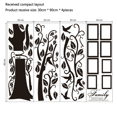 Large 250*180cm/99*71in Black 3D DIY Photo Tree PVC Wall Decals/Adhesive Family Wall Stickers Mural Art Home Decor Free Shipping BATACHARLY