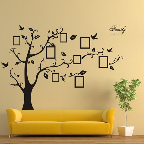 Large 250*180cm/99*71in Black 3D DIY Photo Tree PVC Wall Decals/Adhesive Family Wall Stickers Mural Art Home Decor Free Shipping BATACHARLY