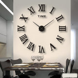 Large 3D Wall Clock DIY Creative Mirror Surface Wall Decorative Sticker Watch 130cm Frameless for Home School Office Living Room BATACHARLY