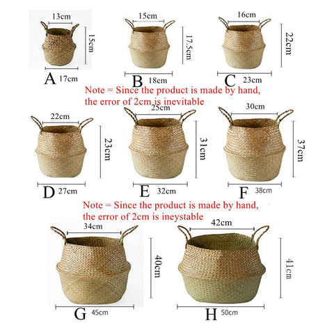 LuanQI Wicker Basket Toy Organizer Folding Rattan Seagrass Storage Basket Laundry Woven Basket Plant Flower Pot For Home Garden BATACHARLY