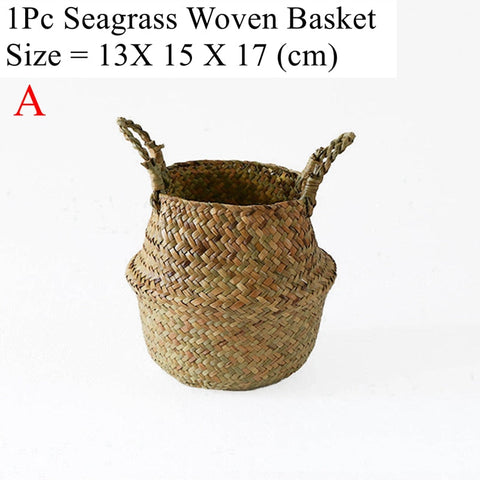 LuanQI Wicker Basket Toy Organizer Folding Rattan Seagrass Storage Basket Laundry Woven Basket Plant Flower Pot For Home Garden BATACHARLY