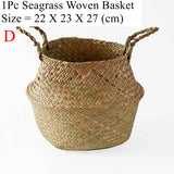 LuanQI Wicker Basket Toy Organizer Folding Rattan Seagrass Storage Basket Laundry Woven Basket Plant Flower Pot For Home Garden BATACHARLY