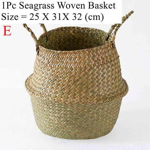 LuanQI Wicker Basket Toy Organizer Folding Rattan Seagrass Storage Basket Laundry Woven Basket Plant Flower Pot For Home Garden BATACHARLY