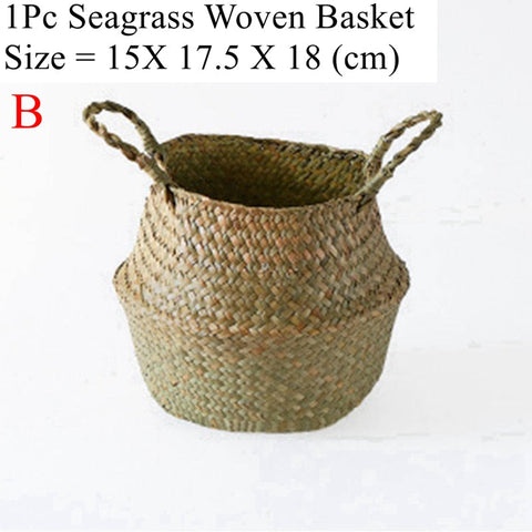 LuanQI Wicker Basket Toy Organizer Folding Rattan Seagrass Storage Basket Laundry Woven Basket Plant Flower Pot For Home Garden BATACHARLY