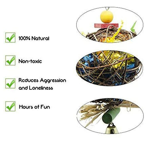 Pet Chewing Toy Parrot Bird Biting Toy Bird Branch Rattan Balls Cages Cockatoo Parakeet  Swing Playing Toy Birdcage BATACHARLY