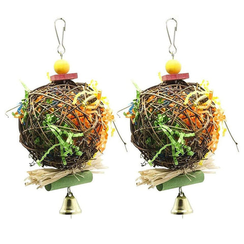 Pet Chewing Toy Parrot Bird Biting Toy Bird Branch Rattan Balls Cages Cockatoo Parakeet  Swing Playing Toy Birdcage BATACHARLY