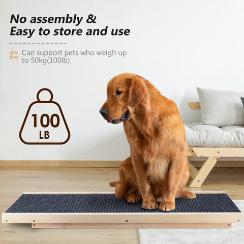 Portable Dog Car Step Stairs Ramp Ladder Support Up To 110lb Non-Slip Carpet Surface Adjustable Heights Pets Ramp For Dogs Cats BATACHARLY