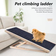 Portable Dog Car Step Stairs Ramp Ladder Support Up To 110lb Non-Slip Carpet Surface Adjustable Heights Pets Ramp For Dogs Cats BATACHARLY