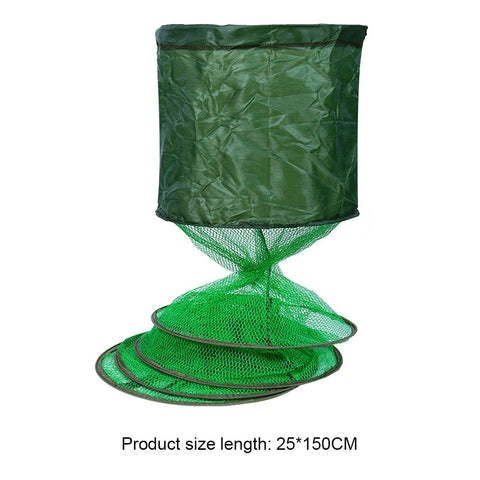 Portable Fishing Net Fish Storage Fishing Accessories Steel Ring Folding Fish Cage Fishing Trap Net Fish Basket Tackle BATACHARLY
