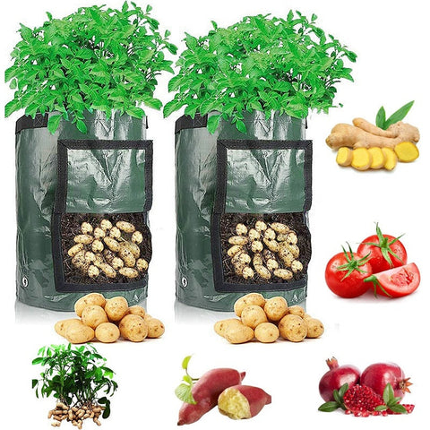 Potato Grow Bag PE Vegetable Grow Bags with Handle Thickened Growing Bag Vegetable Onion Plant Bag Outdoor Garden Pots BATACHARLY