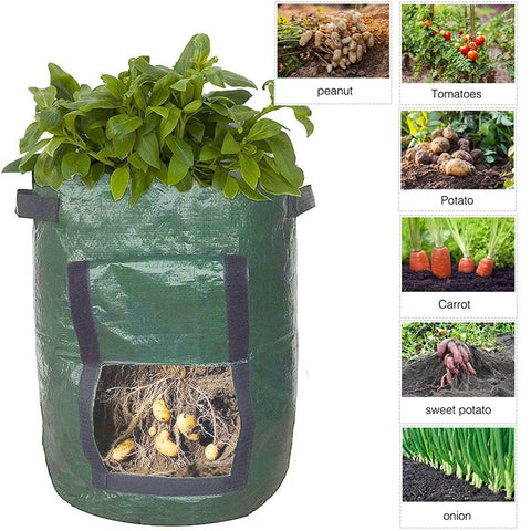 Potato Grow Bag PE Vegetable Grow Bags with Handle Thickened Growing Bag Vegetable Onion Plant Bag Outdoor Garden Pots BATACHARLY