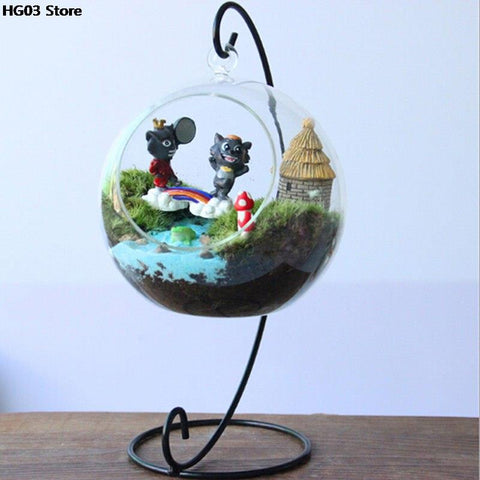 Iron Art Home Decoration Table Ball Lantern Candle Hanging Stand Holder Retro Glass Ball Hanging Stand Candle Holder Wedding