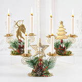 Christmas Iron Candlestick Golden Santa Snowflake Elk Angel Candle Holder Decoration Home Christmas Table Ornament New Year Gift
