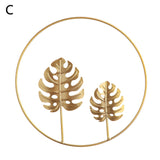 Luxury Gold Ginkgo Leaf Wall Decoration  Metal Round Wrought Iron Hanging Ornament Home Background Wall Decoration Living Room
