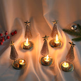 Christmas Tree Candlestick Holders Metal Pine Tree Candle Stands Mantel Holiday Housewarming Ornament Decorations New Year Gifts
