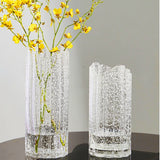Luminous Glass Vase Creative large Transparent Glass Flower Vase Wave Mouth Flower Arrangement Living Room Home Decoration