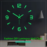 New 2022 Luminous Wall Clock Large Watch Horloge 3D DIY Acrylic Mirror Stickers Quartz Duvar Saat Klock Modern Mute