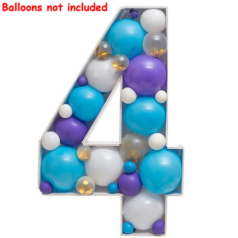 73cm Big Number Frame Stand Balloon Filling Box DIY Baby Shower Birthday Letter Alphabet Mosaic Anniversary Wedding Decoration