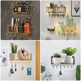 Luxury Gold Bathroom Shelf without Drilling Metal Shower Storage Basket with hook Toothbrush Shampoo Holder Bathroom Accessories