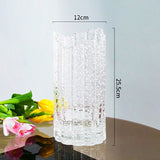 Luminous Glass Vase Creative large Transparent Glass Flower Vase Wave Mouth Flower Arrangement Living Room Home Decoration