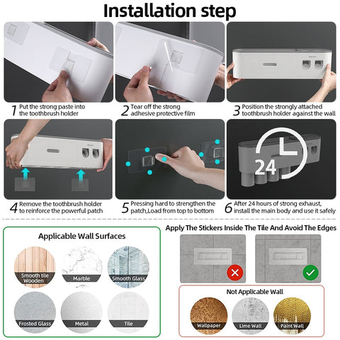 Bathroom Magnetic Adsorption Inverted Toothbrush Holder Wall -Automatic Toothpaste Squeezer Storage Rack Bathroom Accessories