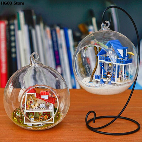 Iron Art Home Decoration Table Ball Lantern Candle Hanging Stand Holder Retro Glass Ball Hanging Stand Candle Holder Wedding