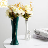 Houehold Table Living Room Ceramic Decoration Flower Bottle Family Creative Camellia Decoration Pieces Dry and Wet Flower Vases