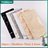 Vermeyen 10pcs Marble Brick Wall Sticker 30x60cm Surface PVC Wallpaper Self-Adhesive Waterproof for Living Room Bedroom Bathroom