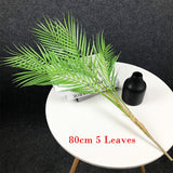125cm Large Artificial Palm Tree Tropical Plants Branch Plastic Fake Leaves Green Monstera For Christmas Home Garden Room Decor
