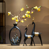 Creativity Japanese Style Feng Shui Wealth Vase Office Living Room Desktop Decoration Vases for Home Decor Accessories Art Gift