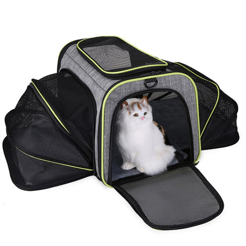 Soft Portable Pet Carrier Bag Breathable Dog Backpack With Mesh Window Outdoor Travel Expandable Cats Handbag Safety Zippers