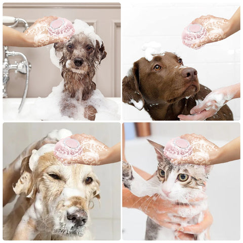 Soft Silicone Dog Brush Pet Shampoo Massager Bath Brush Bathroom Puppycat Washing Massage Dispenser Grooming Shower Brush BATACHARLY
