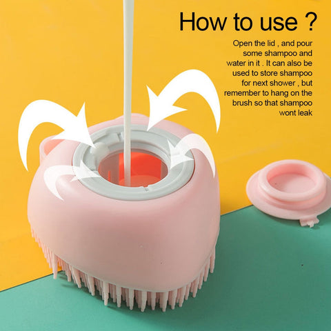 Soft Silicone Dog Brush Pet Shampoo Massager Bath Brush Bathroom Puppycat Washing Massage Dispenser Grooming Shower Brush BATACHARLY