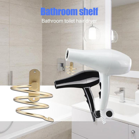Wall Mounted Hair Dryer Holder Rack Bathroom Space Aluminum Shelf Storage Organizer Hairdryer Holder Bracket Bathroom Shelves BATACHARLY