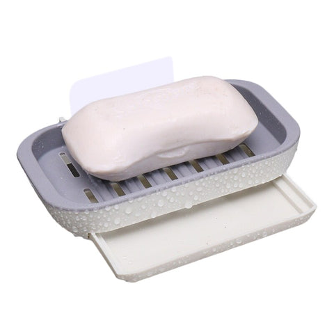 Wall Mounted Soap Holder Drain Soap Box Bathroom Shower Sponge Soap Dish Rack Soap Storage Container Bathroom Accessories BATACHARLY