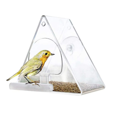 Window Bird Feeder House Shape Weather Proof Transparent Suction Cup Outdoor Birdfeeders Hanging Birdhouse For Outside Garden BATACHARLY