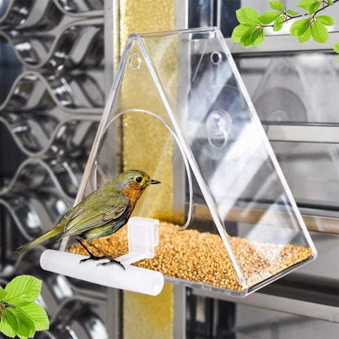 Window Bird Feeder House Shape Weather Proof Transparent Suction Cup Outdoor Birdfeeders Hanging Birdhouse For Outside Garden BATACHARLY