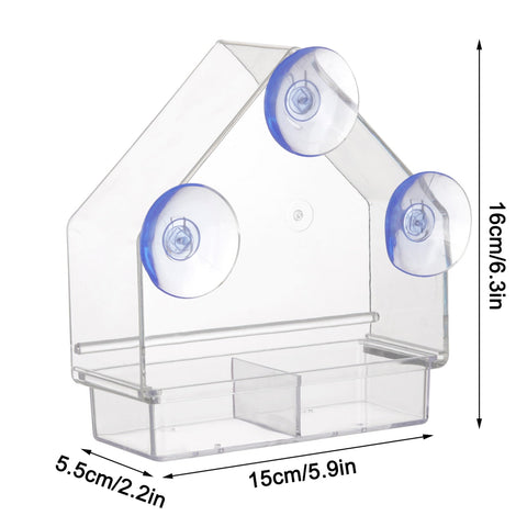 Window Bird Feeder House Shape Weather Proof Transparent Suction Cup Outdoor Birdfeeders Hanging Birdhouse For Outside Garden BATACHARLY