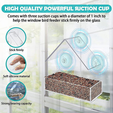 Window Bird Feeder House Shape Weather Proof Transparent Suction Cup Outdoor Birdfeeders Hanging Birdhouse For Outside Garden BATACHARLY