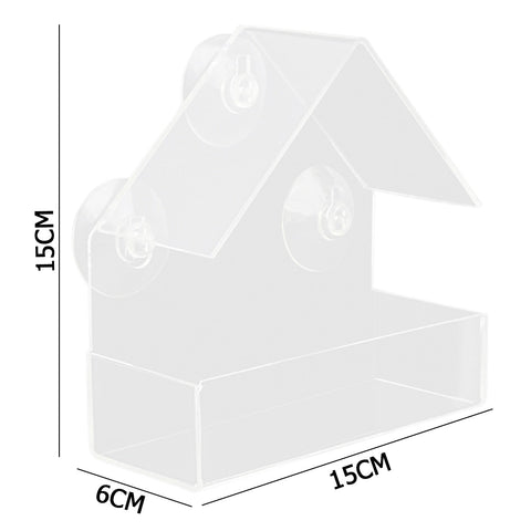 Window Bird Feeder House Shape Weather Proof Transparent Suction Cup Outdoor Birdfeeders Hanging Birdhouse For Outside Garden BATACHARLY