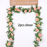 silk artificial rose vine hanging flowers for wall decoration rattan fake plants leaves garland romantic wedding home decoration BATACHARLY
